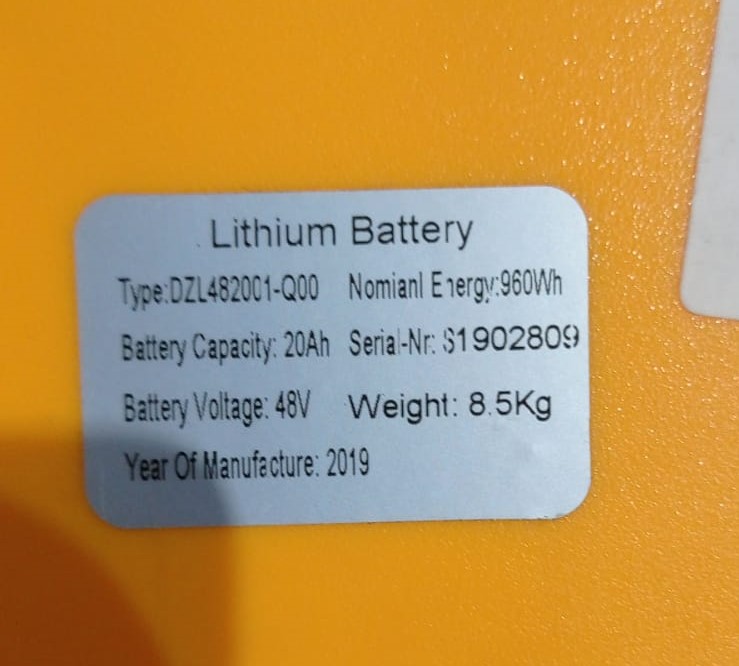 Аккумулятор литий-ионный (Li-ion) 48В/20Ач  260х169х215 для тележек CBD15W-Li