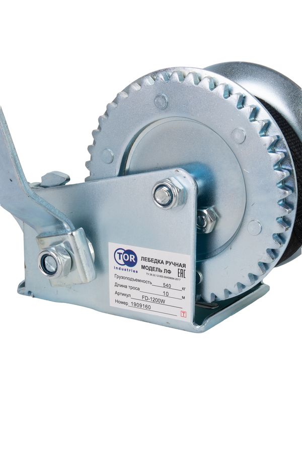 Лебедка ручная TOR ЛФ-1200 (FD) г/п 0,54 т длина ленты 10 м